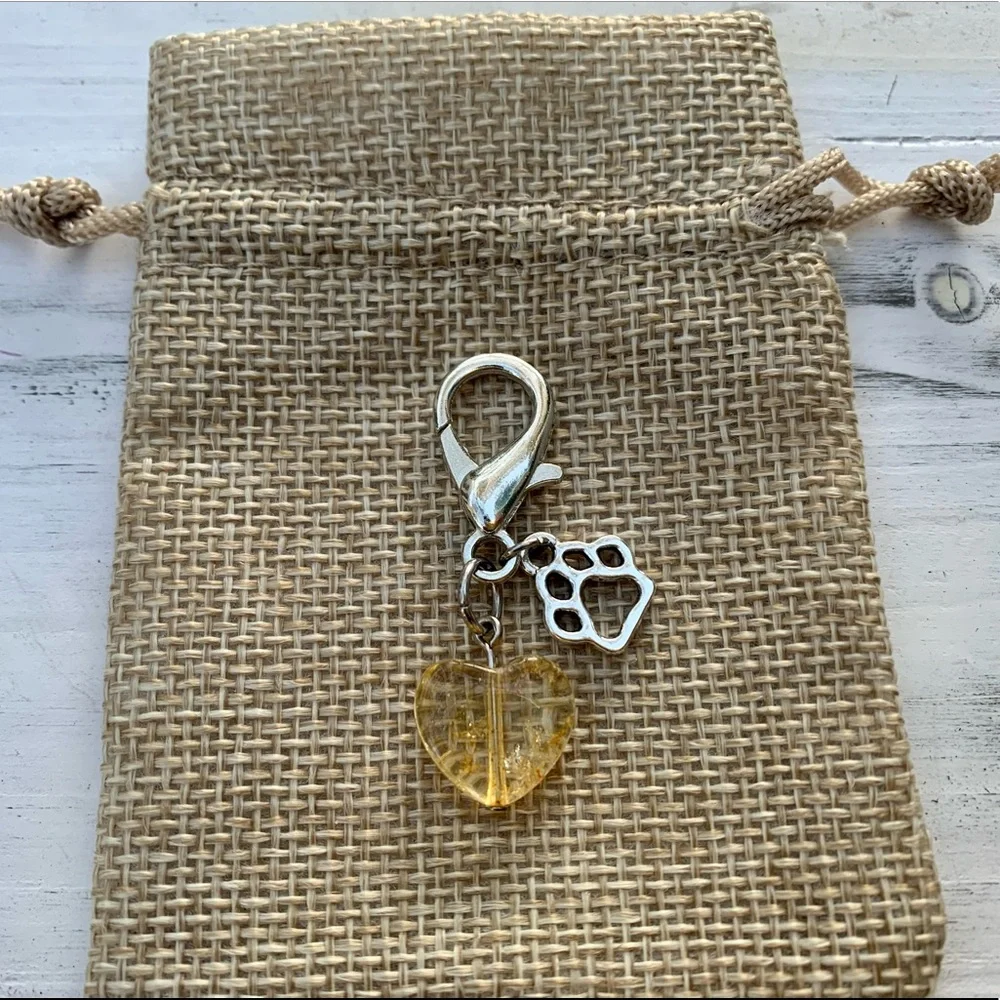 2/20$ Citrine Crystal Pet Charm Crystal Collar Charm Heart Collar Charm